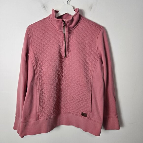 L.L. Bean Women's Size XL Petite Quilted Quarter-Zip Pullover in Rose Wash Pink - Picture 1 of 9